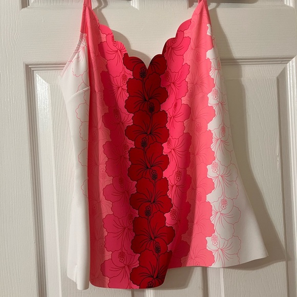 Ted Baker Happiness Scollop Neck Cami. Neon Pink with Red Floral - Picture 8 of 9